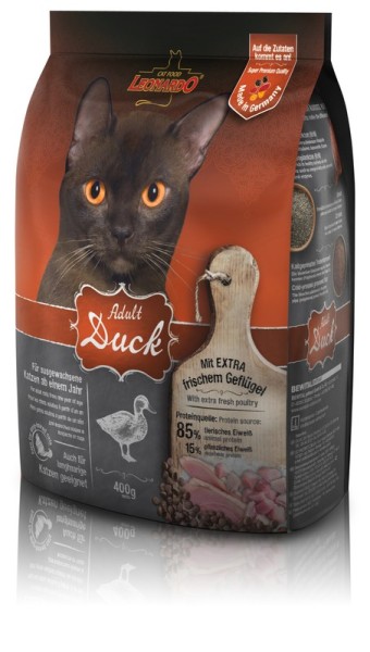 Katzen Trockenfutter - Adult Duck mit Ente & Reis 400g - Leonardo Katzenfutter - leichtverdaulich