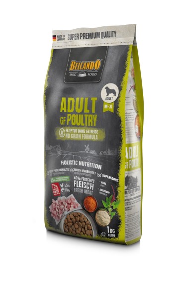 Hunde Trockenfutter - Adult Poultry mit Geflügel 1kg - Getreidefrei Belcando Hundefutter
