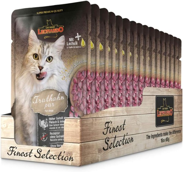 Leonardo Nassfutter Truthahn pur 16x85g Premium Katzenfutter