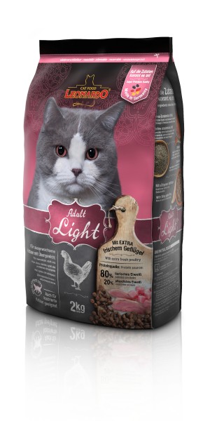 Katzen Trockenfutter - Adult Light für Katzen mit Übergewicht 2Kg - Leonardo Katzenfutter