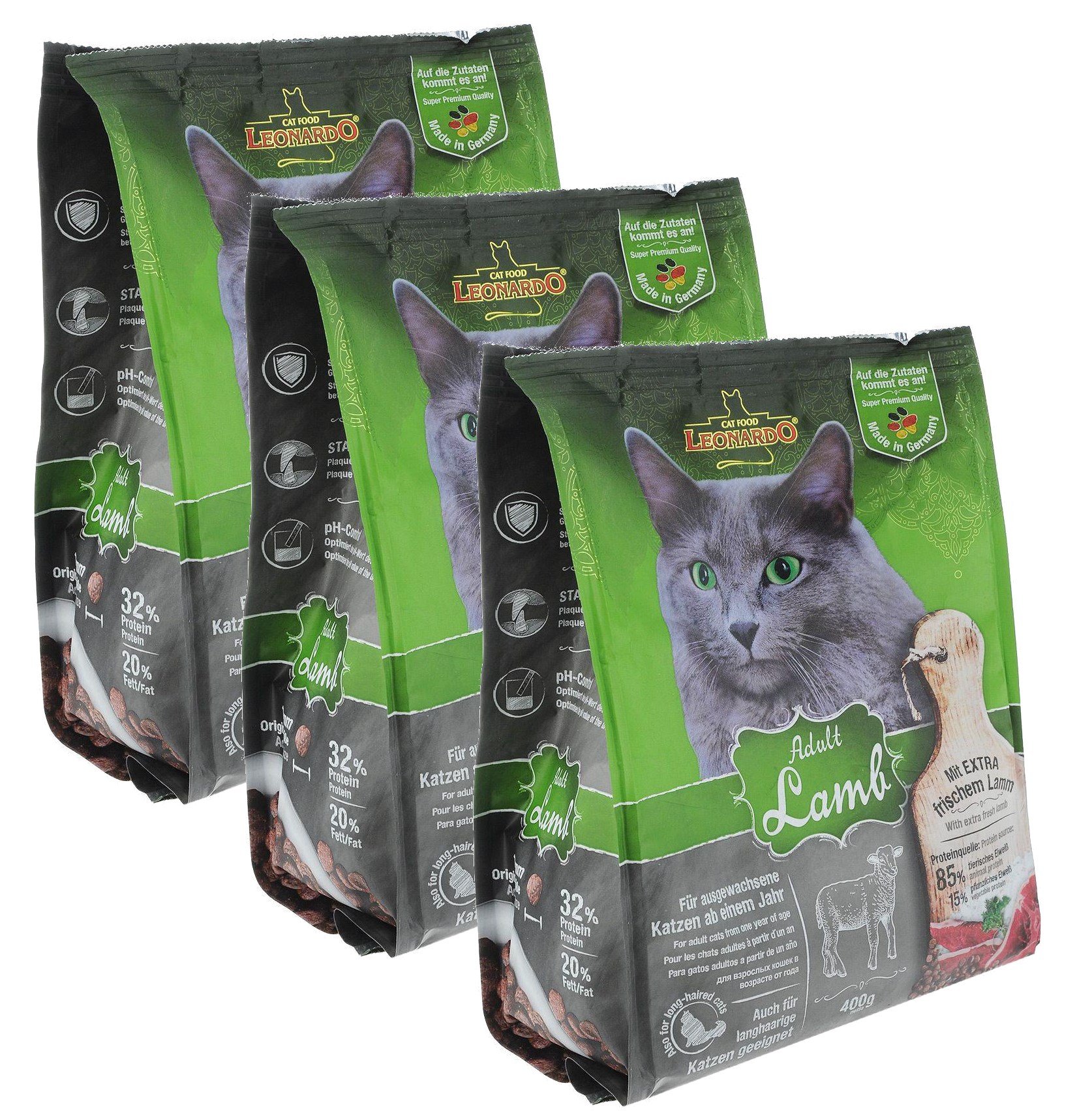 Katzen Trockenfutter - Trockenfutter ADult Lamb Mit Lamm UnD Reis Set3x 400