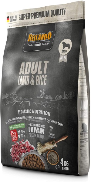 Belcando Adult Lamb & Rice Hundefutter 4kg | Trockenfutter für empfindliche Hunde | Alleinfuttermittel für ausgewachsene Hunde ab 1 Jahr