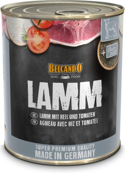 Belcando Super Premium Dose [6x800g Lamm mit Reis & Tomate] | Nassfutter für Hunde | Feuchtfutter Dose | Alleinfutter für Hunde Aller Rassen