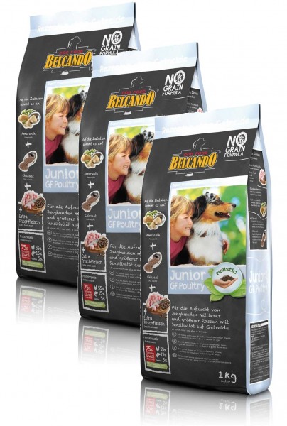 Hunde Trockenfutter - Junior Getreidefrei Geflügel 3x 1kg - Belcando Hundefutter - leichtverdaulich