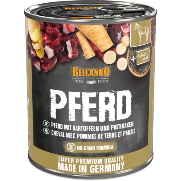Belcando Premium Dose [6x800g Pferd mit Kartoffel] | Nassfutter für Hunde | Alleinfutter aus der Dose